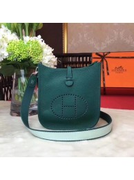 Replica Hermes Evelyne mini 17cm Messenger Bag Original Calf Leather H1187 Green Tl819UD97