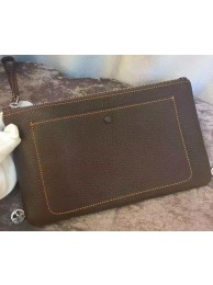 Replica Hermes Grainy Leather Clutch H88016 Brown Tl1030HB48