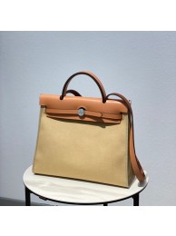 Replica Hermes Herbag 31CM Original Canvas Leather & Calfskin 48887 Cream&brown Tl113zR45