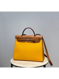 Replica Hermes Herbag 31CM Original Canvas Leather & Calfskin 48887 light yellow&brown Tl112it96