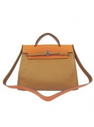 Replica Hermes HerBag 33CM Togo Leather Bag Brown&Orange Tl1928EO56