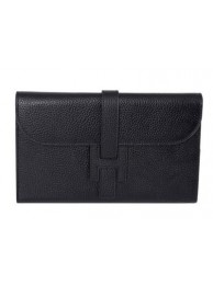 Replica Hermes Jige Clutch Bag Calfskin Leather HQ864 Black Tl1441Ac56