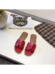 Replica Hermes lady leather fashion Slipper HO811HMJ red Tl3357XB19