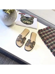 Replica Hermes lady leather fashion Slipper HO812HMJ gold Tl3351cK54