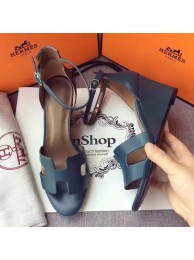 Replica Hermes Leather 70mm Sandal H0741 Blue Tl3387Xe44