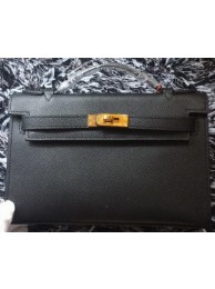 Replica Hermes MINI Kelly 22cm Tote Bag Calf Leather K011 Black Tl1184UD97