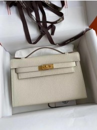 Replica Hermes Original Epsom Leather KEL2278 Chalk&gold-Tone Metal Tl368Ix66