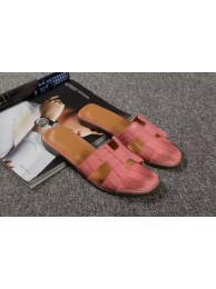 Replica Hermes Slipper Croco Leather HO0451 Pink Tl3418ui32