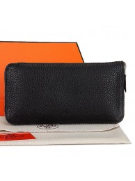 Replica Hermes Zipper Wallet Original Leather A309 Black Tl2256cK54