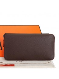 Replica Hermes Zipper Wallet Original Saffiano Leather A309 Brown Tl2242nB47